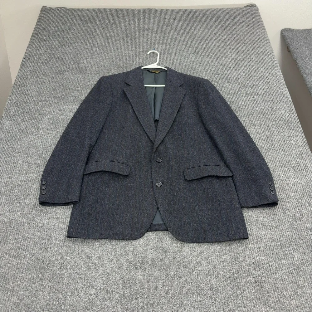 Vintage Adams Row x Anderson Little Blazer Mens 42 Grey Wool Herringbone Classic